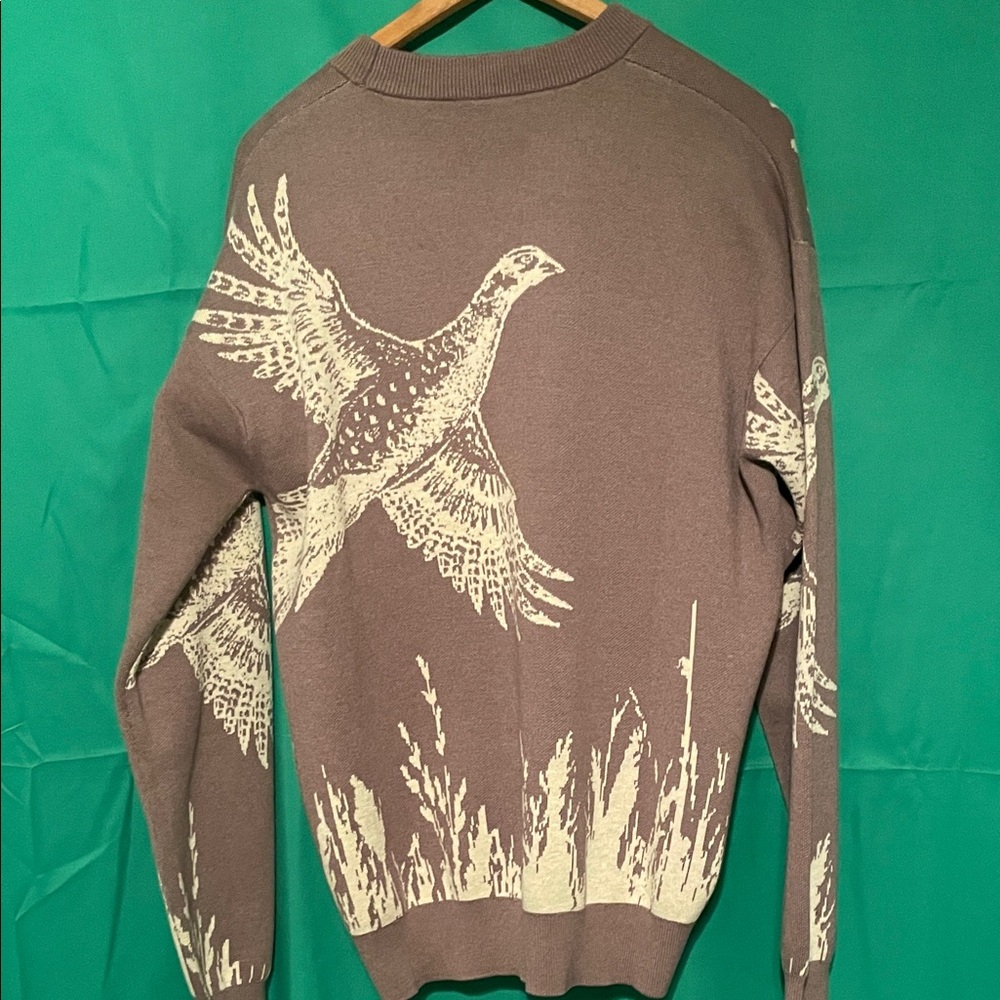Men's Brown Sweater with Bird Design